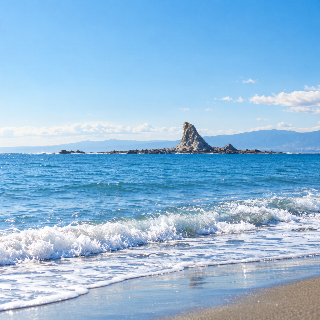 湘南の海と波打ち際の風景